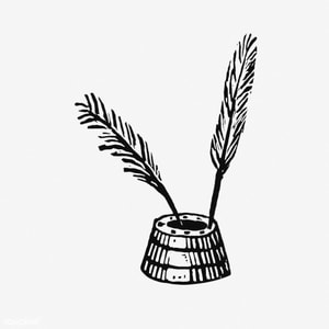 quills and ink pot